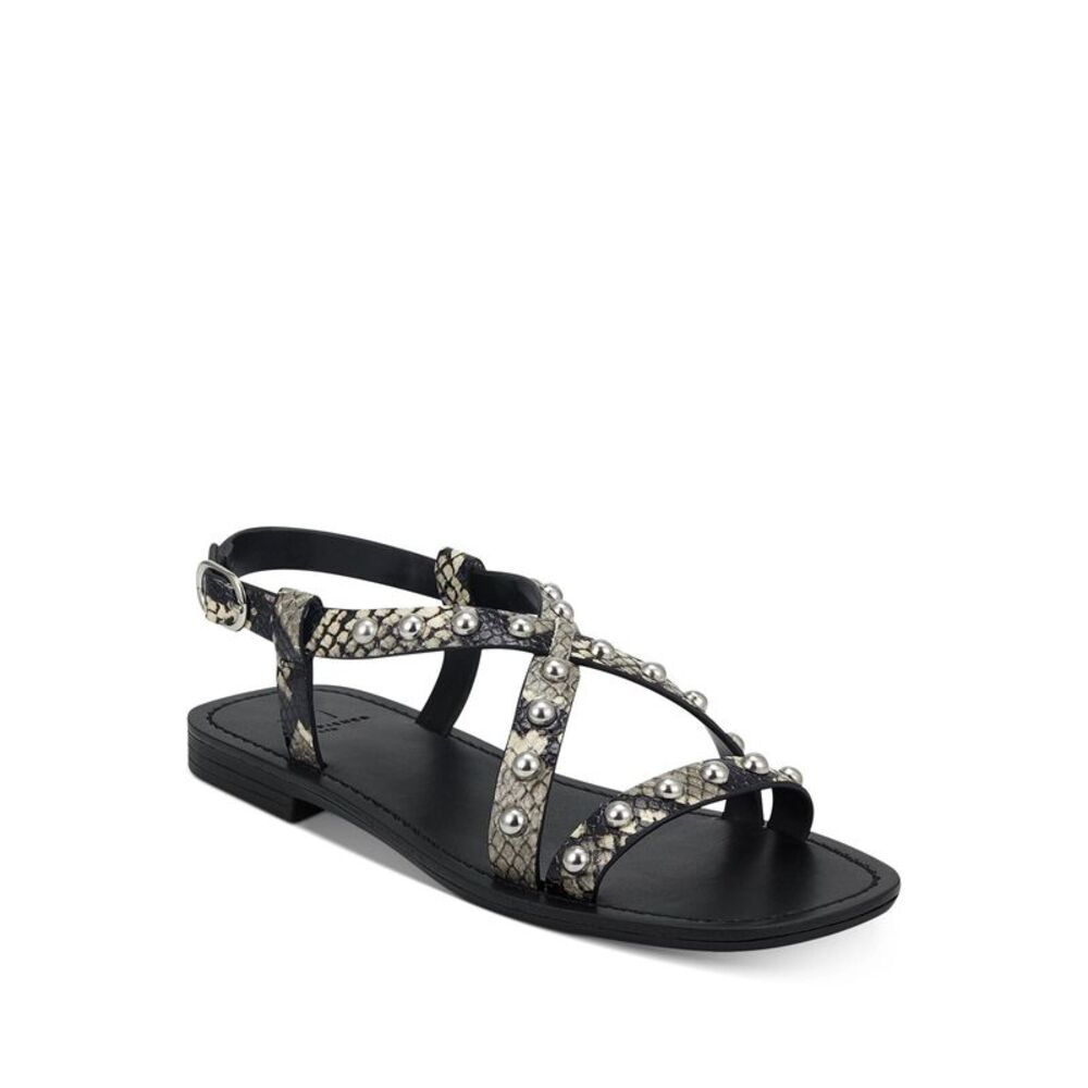 MARC FISHER Womens Black Snakeskin Fianna Leather Slingback Sandal 7 M